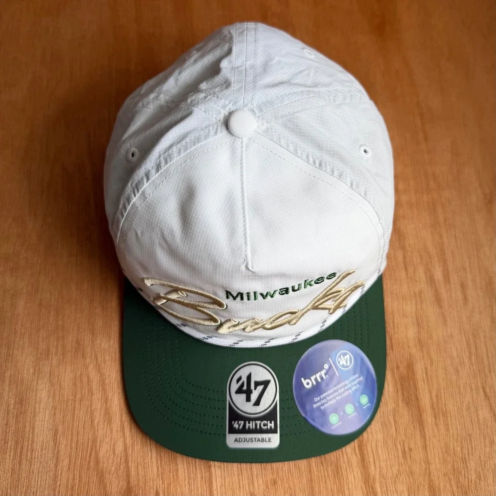 Milwaukee Bucks Hitch Snapback Hat White Green brrr Cooling Rope Cap streetwear